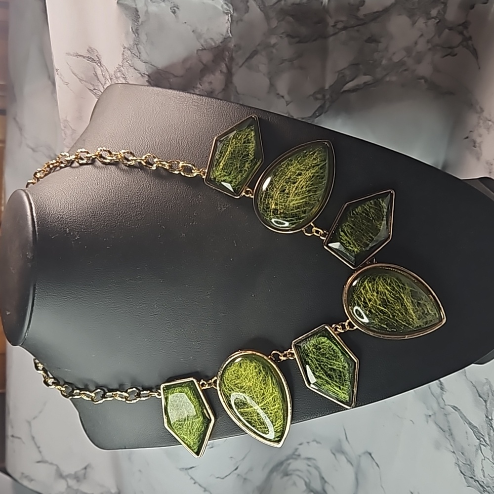 NWT Green Druzy Statement Necklace